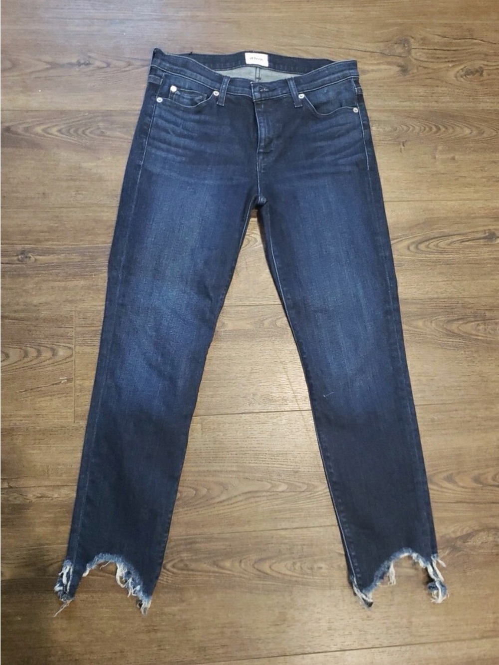 Dark Blue Women's Frayed Hem Jeans
